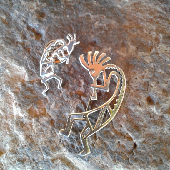 Sterling Silver Kokopelli Set of 2 Pins - Picture 3 of 8